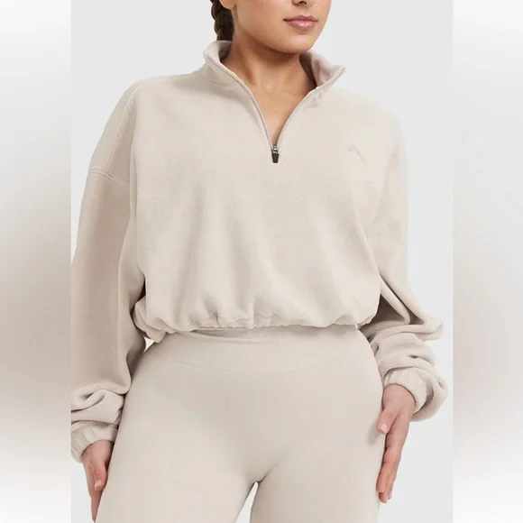 NWT Oner Active FLEECE OVERSIZED CROP 1/2 ZIP SWEATSHIRT - Picture 3 of 10